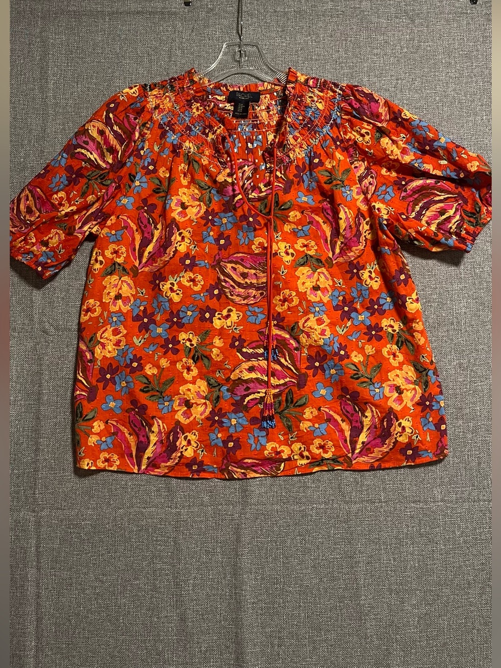 RACHEL Rachel Roy Orange Floral Peasant Blouse